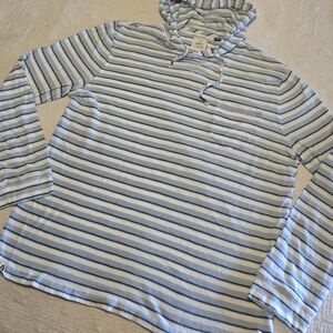 Johnnie-O Lightweight Striped Hooded Pullover, Size Large